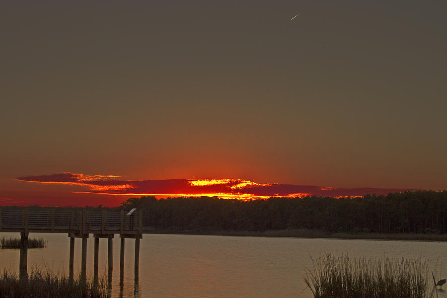 Sunset at Huntington Beach State Park Photograph by Bill Barber