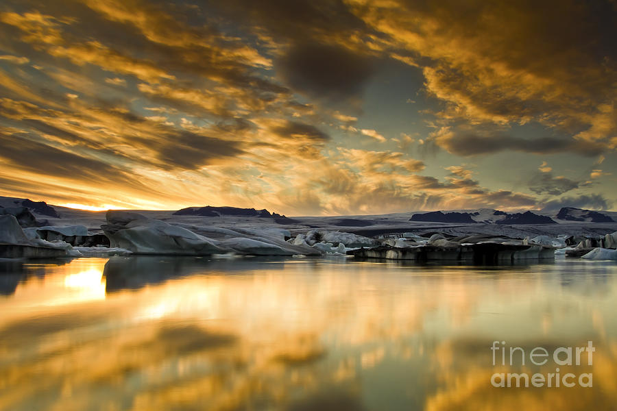sunset at Jokulsarlon iceland Photograph by Gunnar Orn Arnason