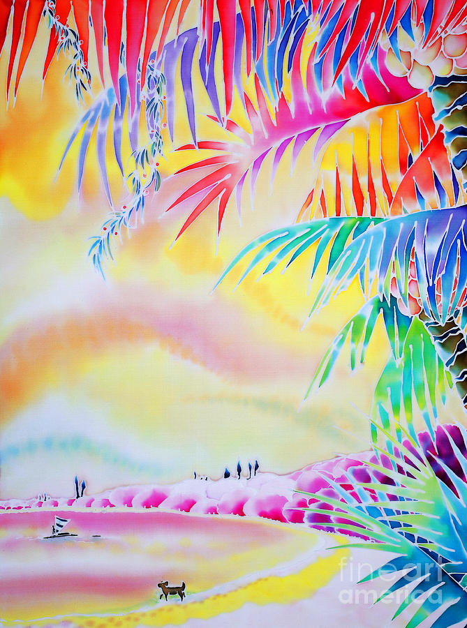 Sunset at Kuto beach Painting by Hisayo OHTA