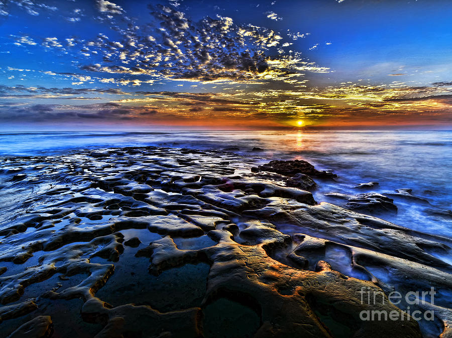 Sunset Photograph - Sunset at La Jolla Tide Pools by Peter Dang
