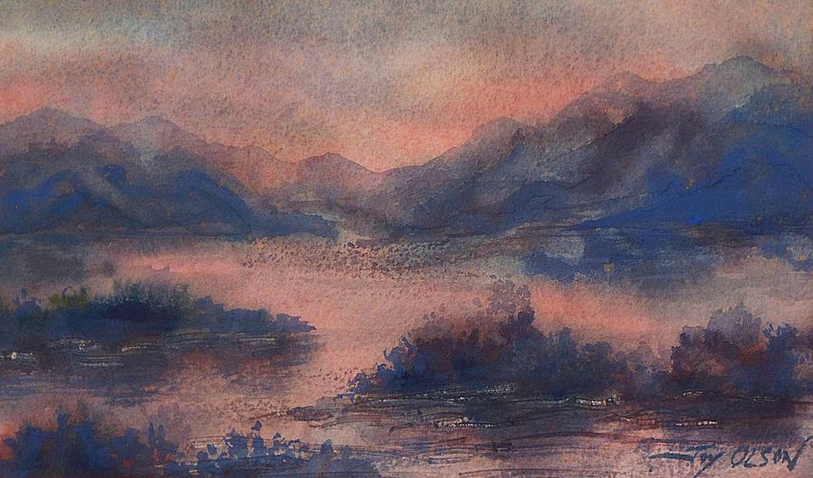 Sunset at Lake Champlain Painting by Joy Nichols
