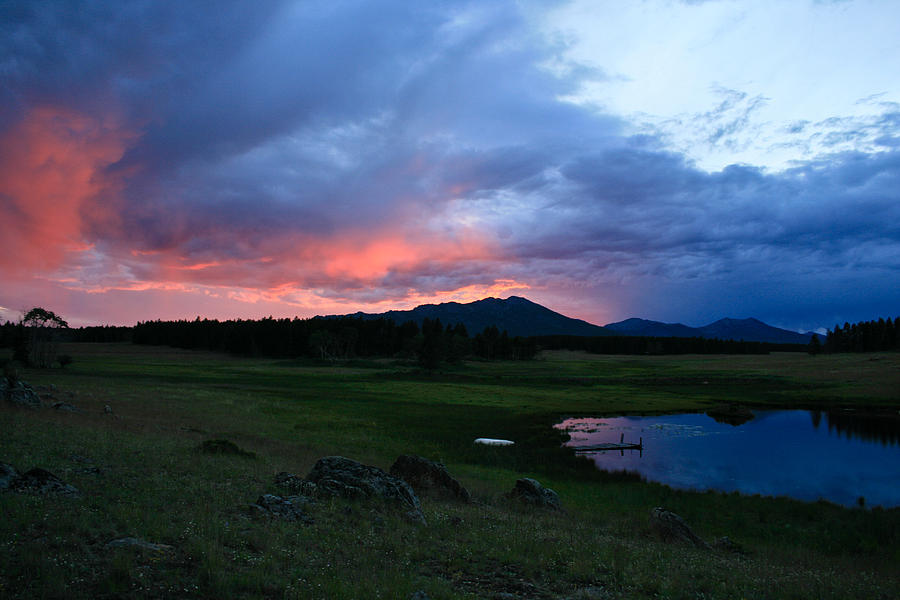 Sunset at Lockes Pond - Big Horn Mountains - Buffalo Wyoming Photograph by Diane Mintle