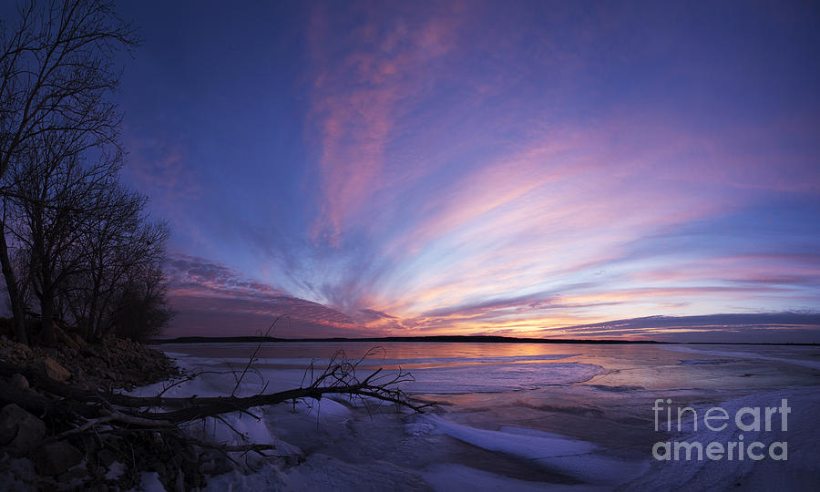 Sunset at Lovewell Lake Kansas Photograph by Art Whitton