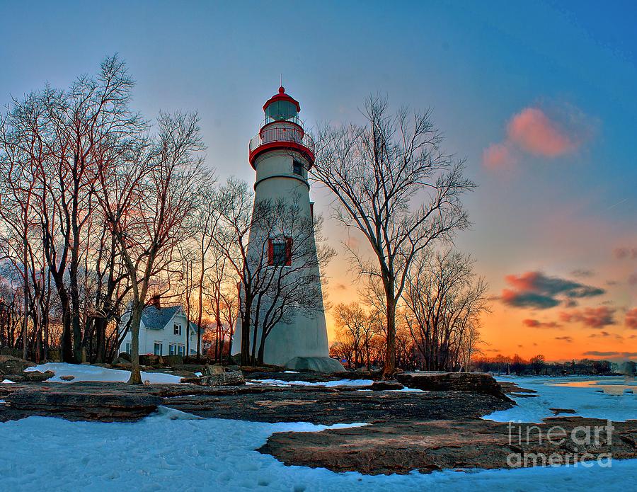 Sunset at Marblehead Lighthouse Photograph by Nick Zelinsky Jr