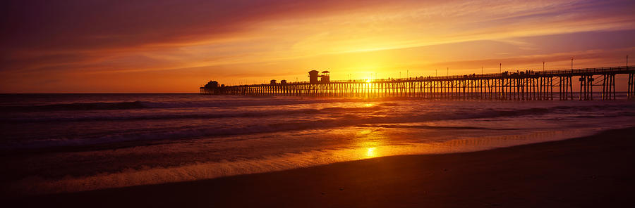 Nature Photograph - Sunset At Oceanside Pier, Oceanside by Panoramic Images