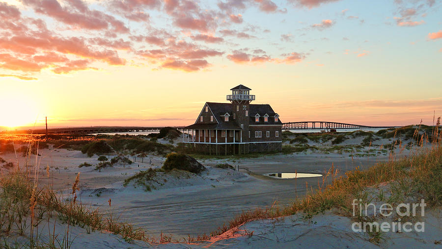 Sunset at Oregon Inlet Life Saving Station 2686 Photograph by Jack Schultz
