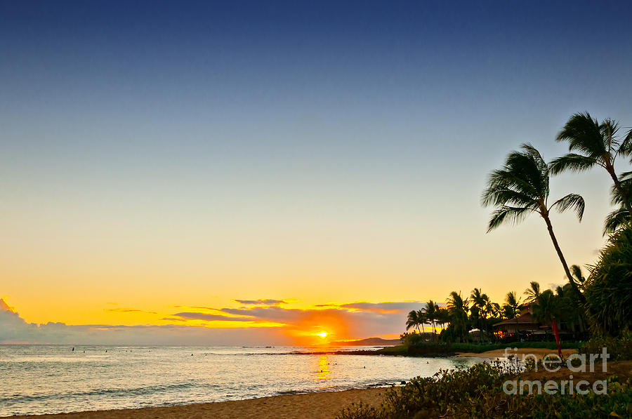 Sunset At Poipu Beach Park Kauai Photograph By Eddy Galeotti