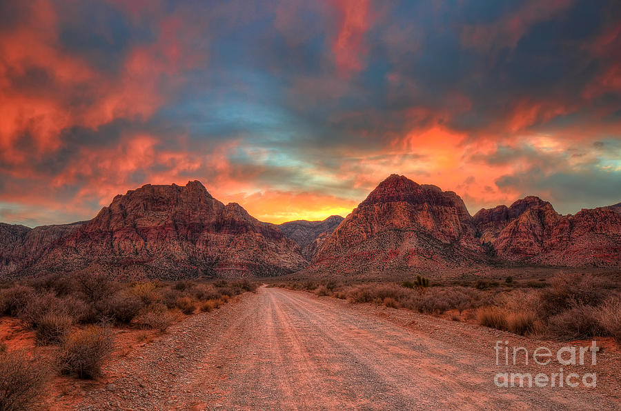 Sunset Photograph - Sunset At Red Rock Canyon by Eddie Yerkish