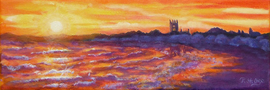 Sunset at Sachuest Beach Painting by Pat St Onge