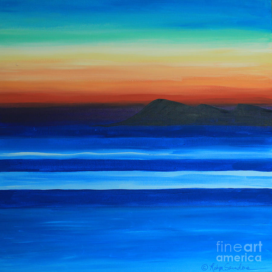 Sunset at Sea of Island on Left Painting by Robyn Saunders