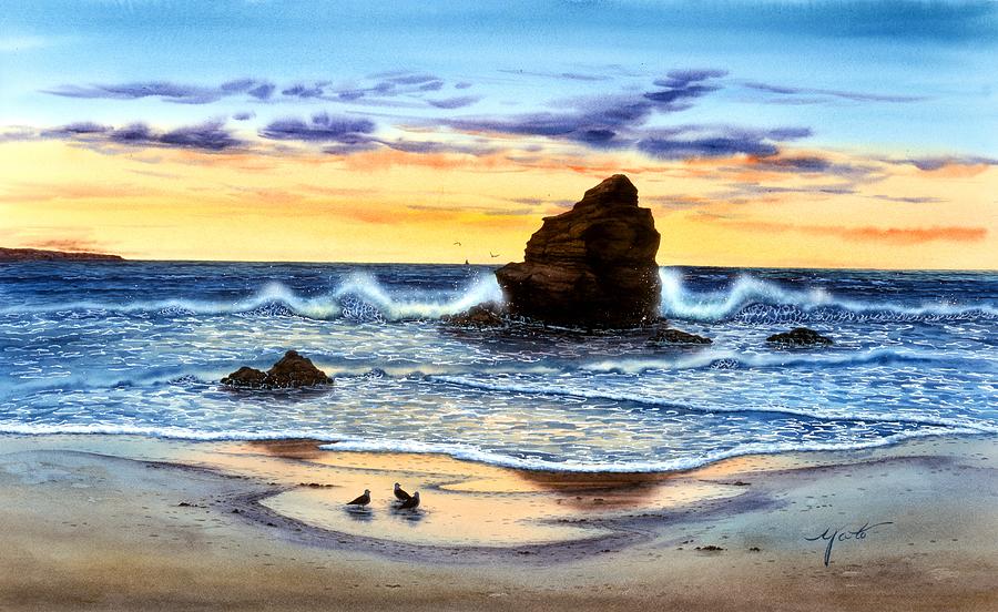 San Diego,  SUNSET AT SUNSET CLIFFS #1 Painting by John YATO