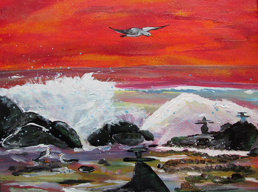 Sunset at the Bay Painting by Susan Voidets