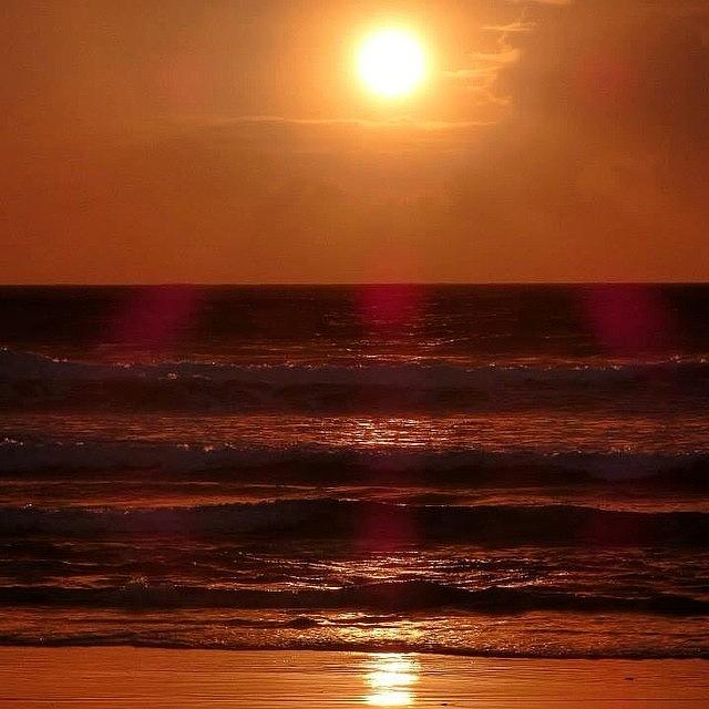 Sunset Photograph - #sunset At The #beach In #cornwall Near by Pamela Harridine