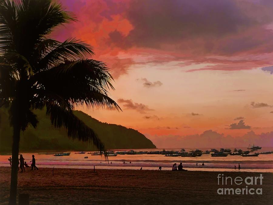 Sunset Photograph - Sunset at the Beach - Puerto Lopez - Ecuador by Julia Springer