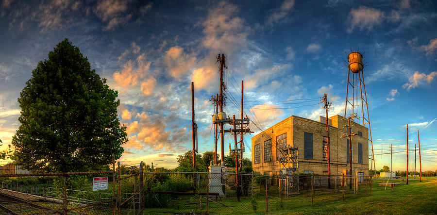 Sunset at The Imperial Sugar Factory Secondary Building Early Stage Panoramic Photograph by Micah Goff