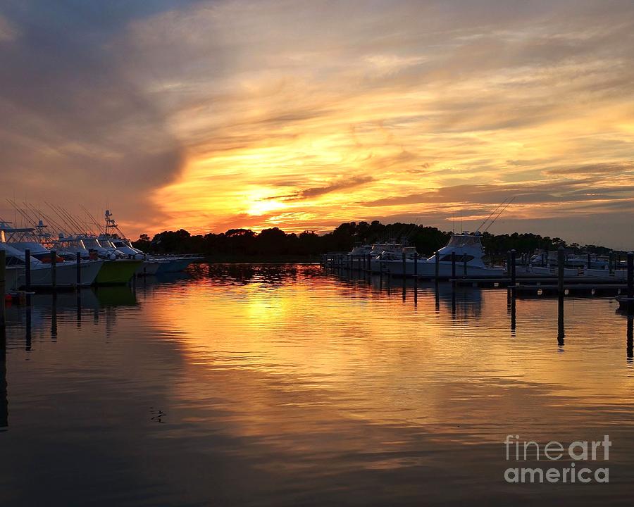 Boat Photograph - Sunset at the Indian River Marina Delaware by Kim Bemis