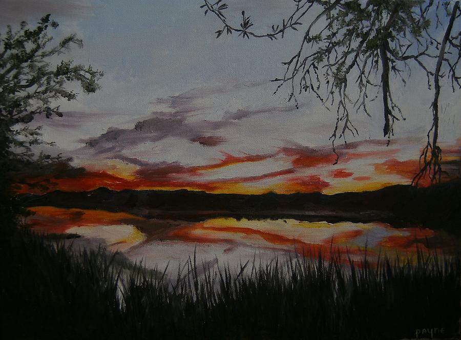 Sunset Painting - Sunset at the Lake by Deana Smith