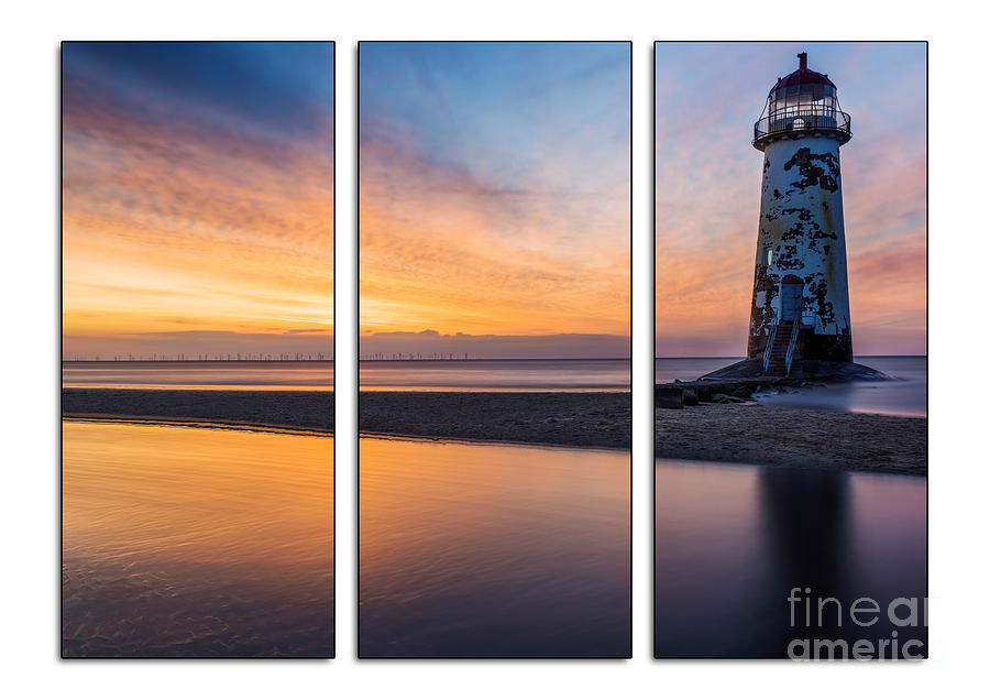 Sunset at the Lighthouse Tryptych Photograph by Ian Mitchell