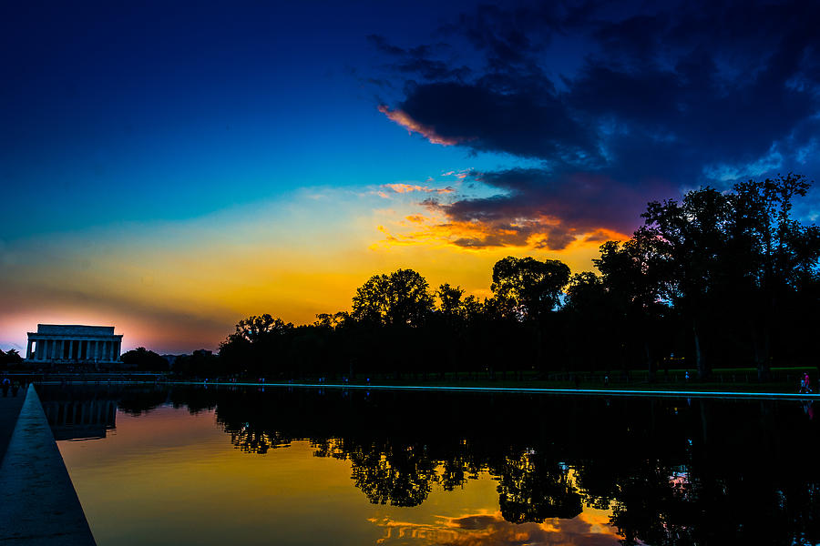 Sunset Photograph - Sunset At The Lincoln Memorial  by Kathy Liebrum Bailey