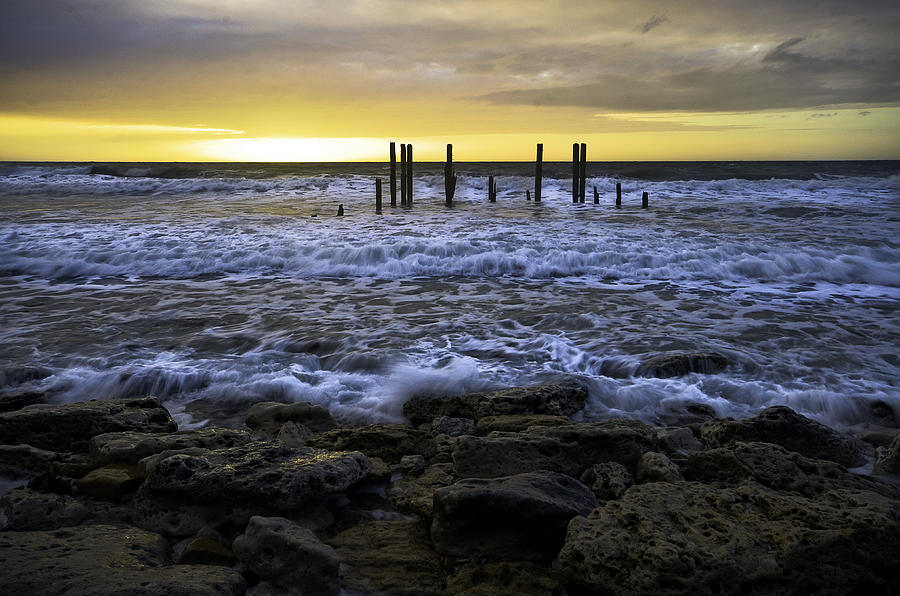 Sunset Photograph - Sunset at the old jetty by Jessy Willemse
