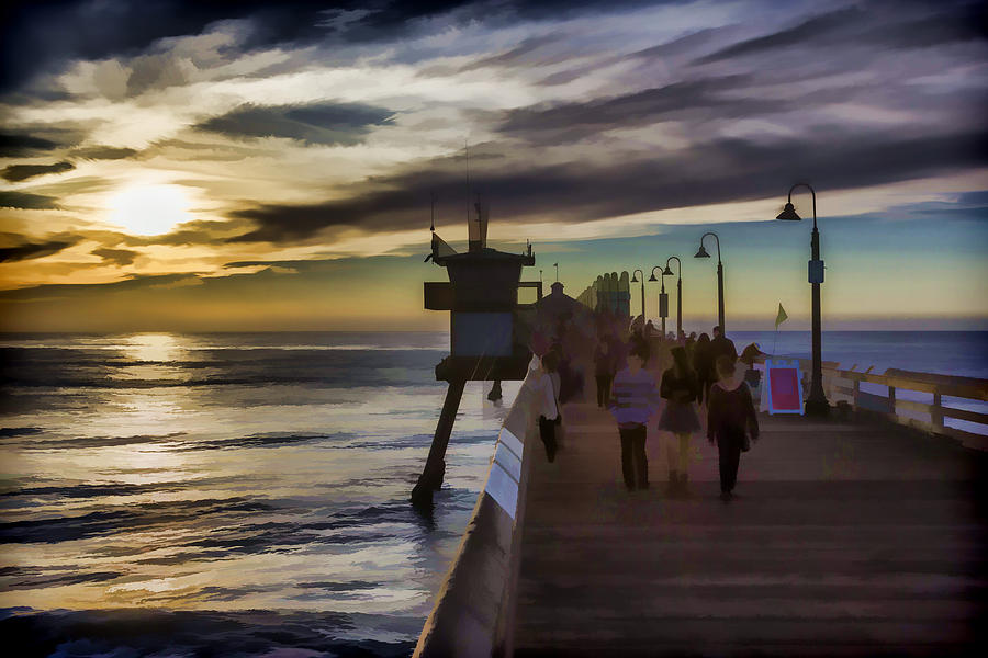 Sunset At The Pier Digital Art by Photographic Art by Russel Ray Photos