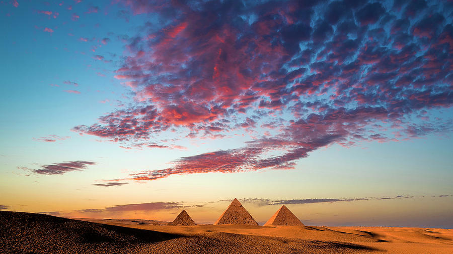 Sunset At The Pyramids, Giza, Cairo Photograph by Nick Brundle Photography