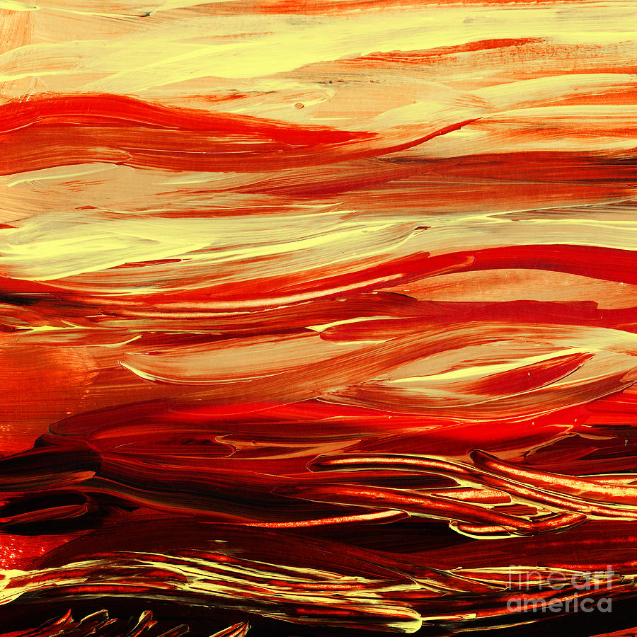 Sunset At The Red River Abstract Painting by Irina Sztukowski