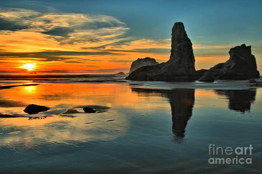 Sunset At The Sea Stacks Photograph by Adam Jewell