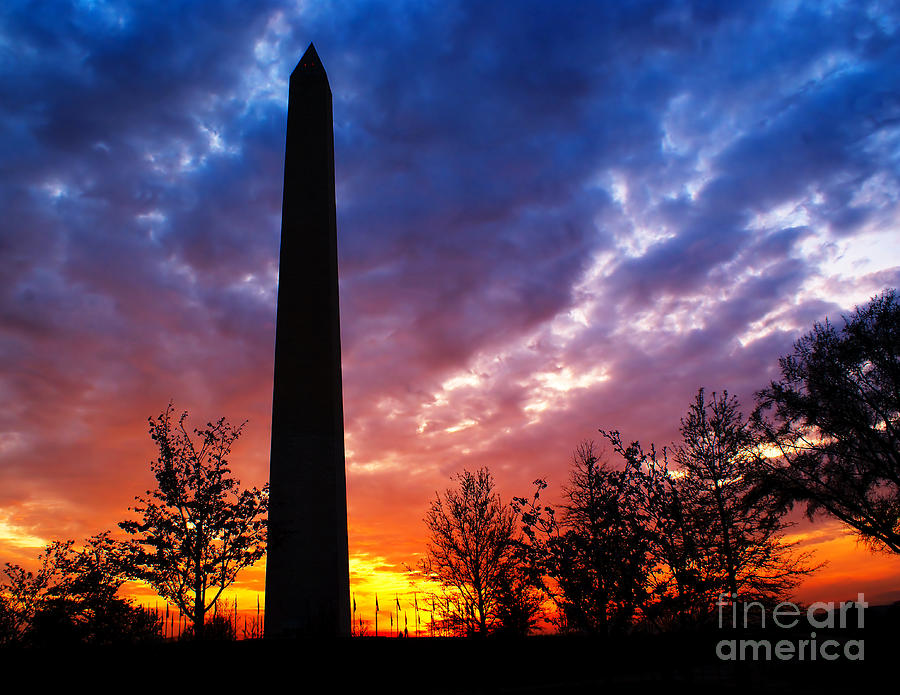 Sunset At The Washington Monument Photograph