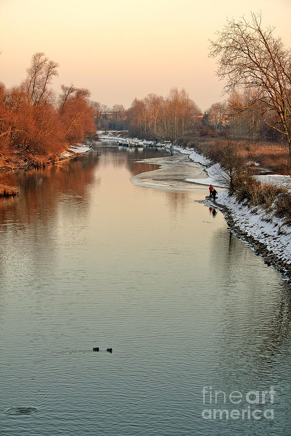 Sunset at the Winterly River Photograph by Gabriele Pomykaj