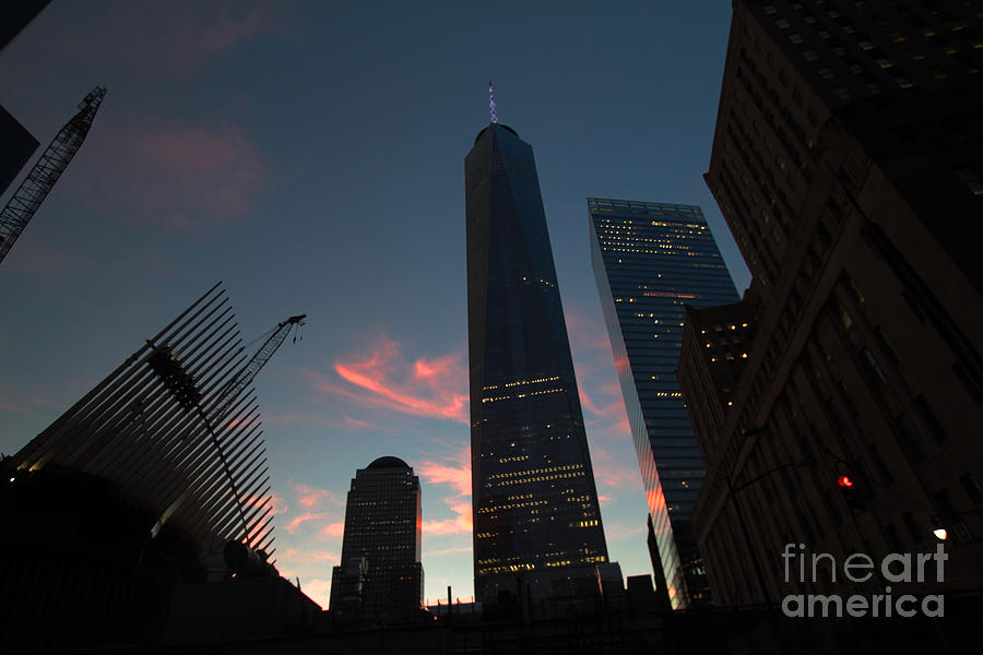 Sunset at the WTC reconstruction site Photograph by Steven Spak