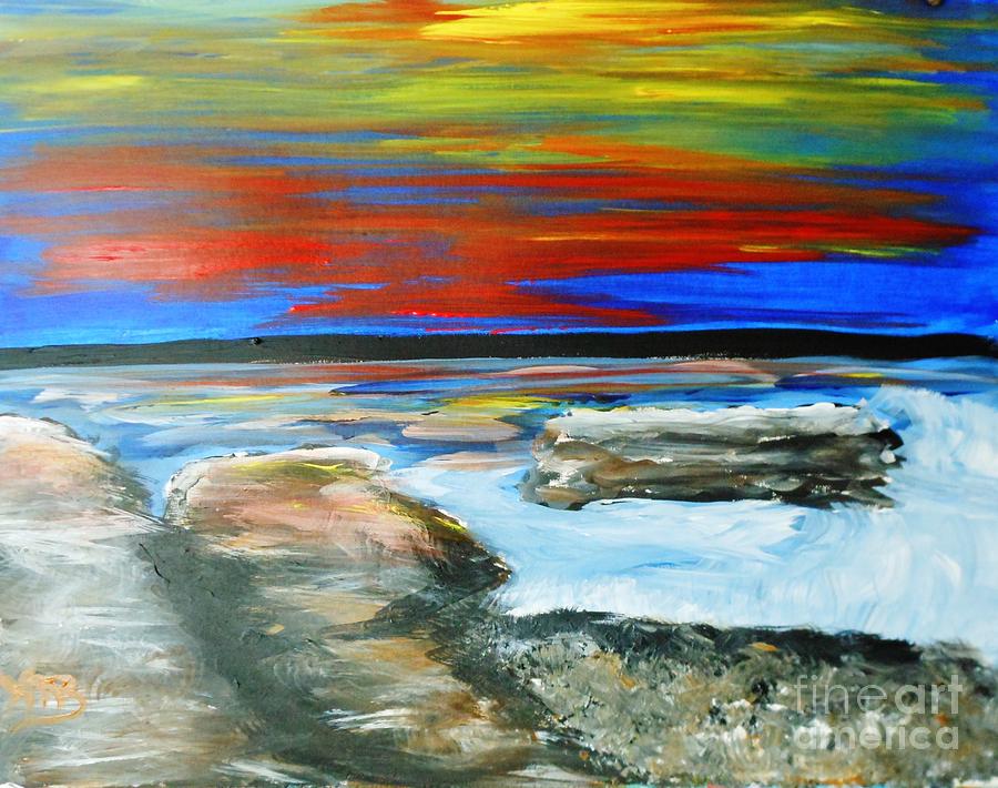Beach Painting - Sunset at Wanakah by Marie Bulger