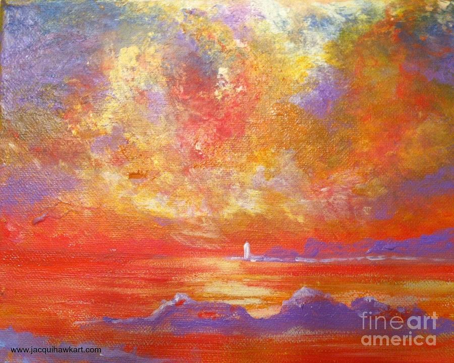 Sunset at Wingershaek Beach Painting by Jacqui Hawk