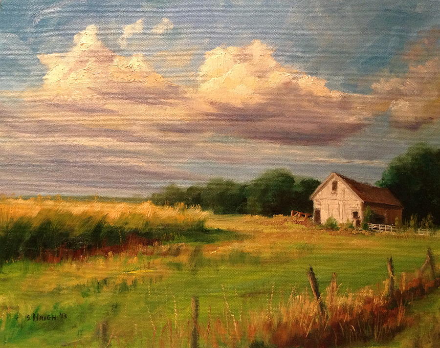 Sunset Barn Painting by Steve Haigh