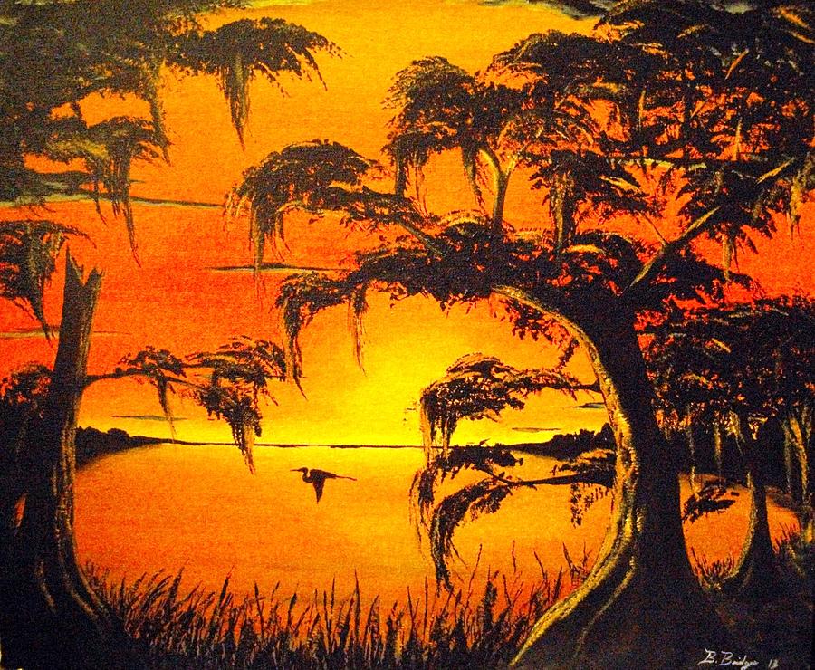 Tree Painting - Sunset Bayou by Barry Bridges