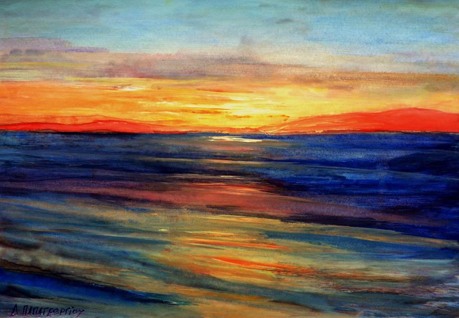 Nature Painting - Sunset Beach by Dimitra Papageorgiou