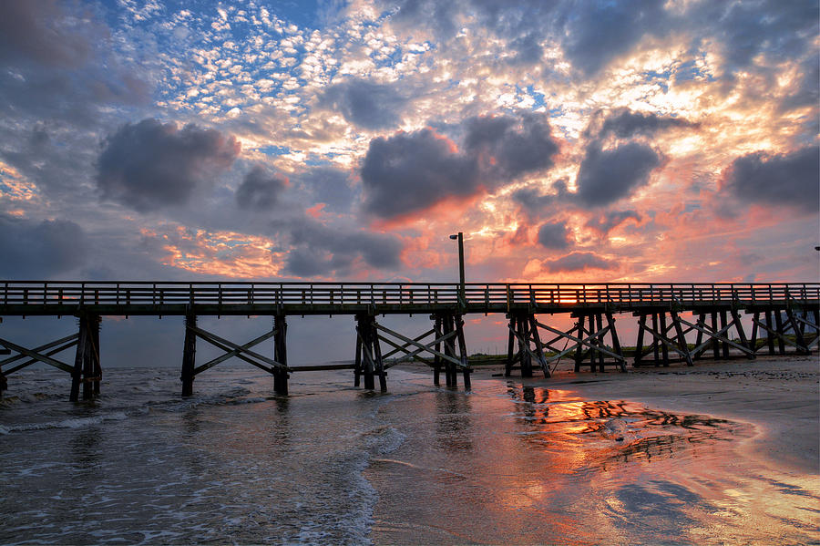 Landscape Photograph - Sunset Beach Fishing Pier  by Savannah Gibbs