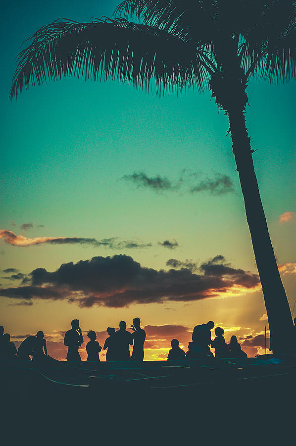Sunset Beach Party In Hawaii by Mr Doomits