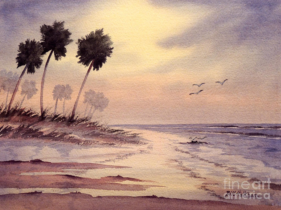 Sunset Beach Tarpon Springs Painting By Bill Holkham