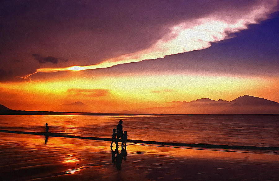 Sunset Digital Art - Sunset Beach by Georgiana Romanovna