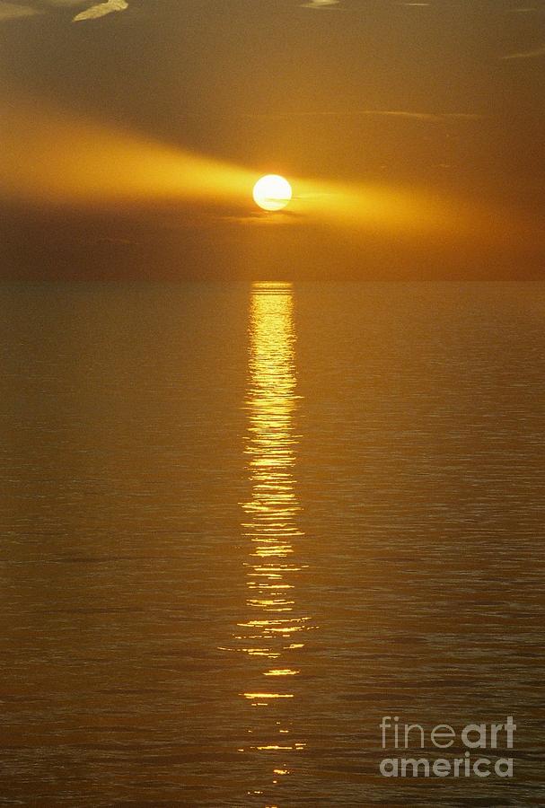 Sunset Beacon Off The Coast Of Louisiana USA Photograph by Michael Hoard