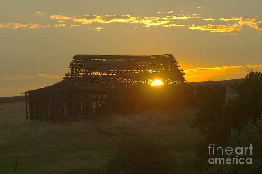 Sunset Behind An Old Barn Photograph by Jeff Swan