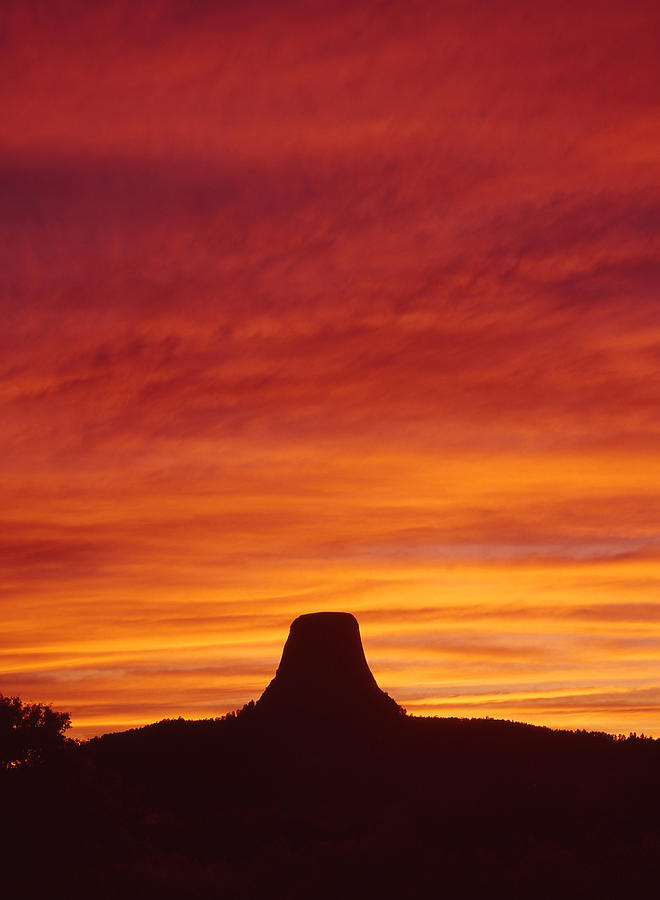 Sunset Behind Devils Tower - V Photograph by Ed  Cooper Photography