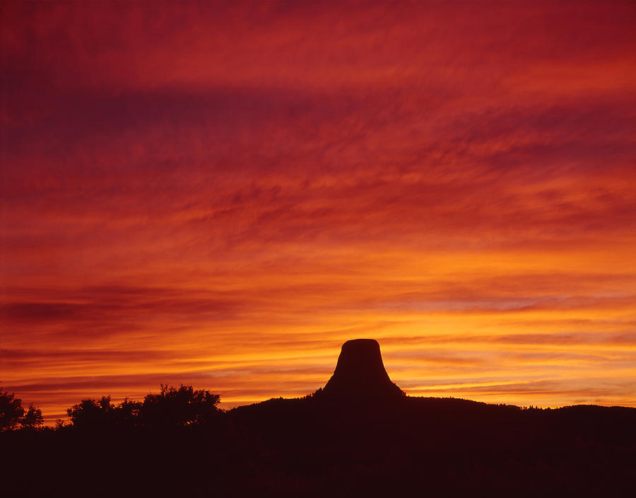 Sunset Behind Devils Tower Photograph by Ed  Cooper Photography