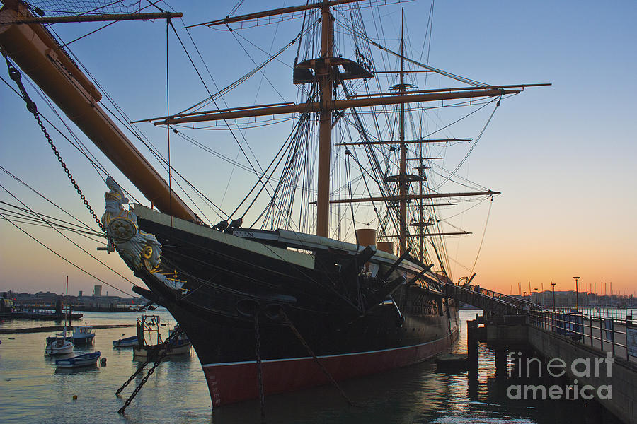 Sunset Photograph - Sunset Behind HMS Warrior by Terri Waters