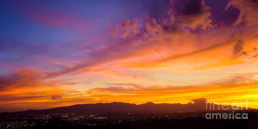 Sunset Behind the Wainae Mountain Range Photograph by Aloha Art