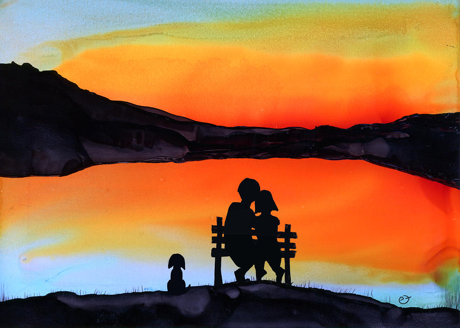 Sunset Bench Painting by Eli Tynan