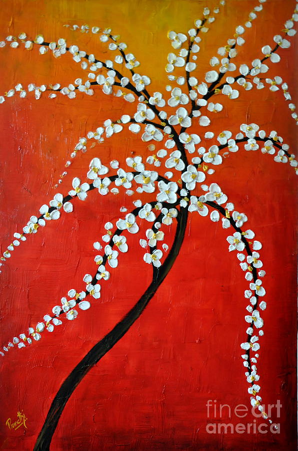 Sunset Blossoms Painting by Preethi Mathialagan