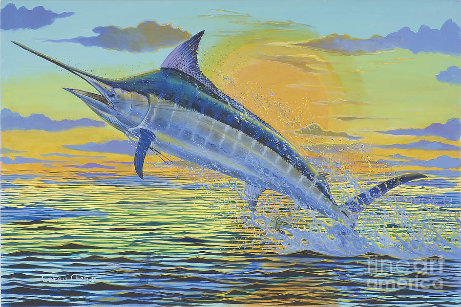 Fish Painting - Sunset Blue Off0085 by Carey Chen