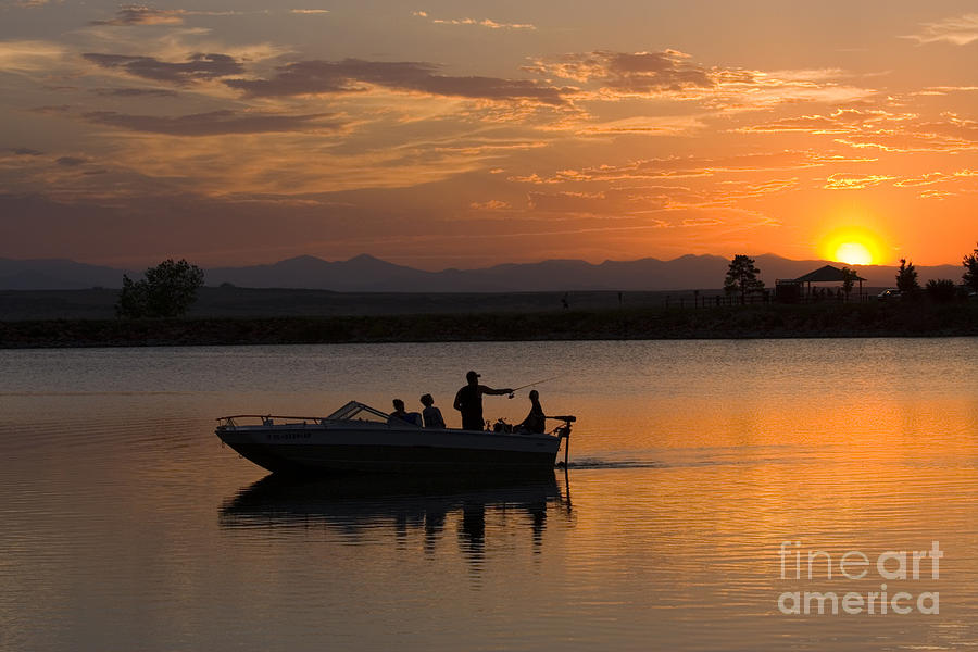 Sunset Boat Fishermen Photograph